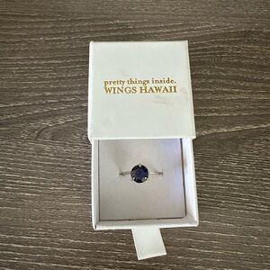 Iolite Prong Set Ring Handmade Wings Hawaii Maui 8 Sterling Silver